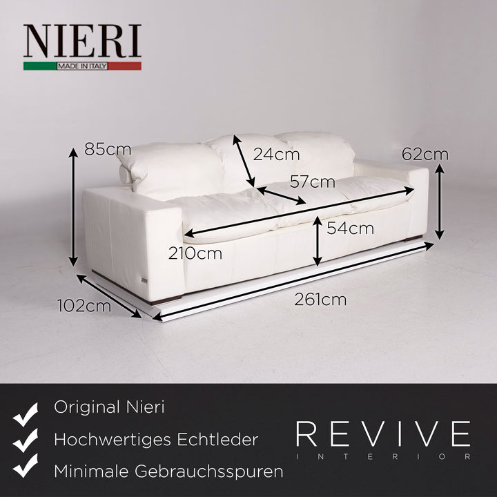Nieri leather sofa set white 1x three-seater 1x two-seater #10892