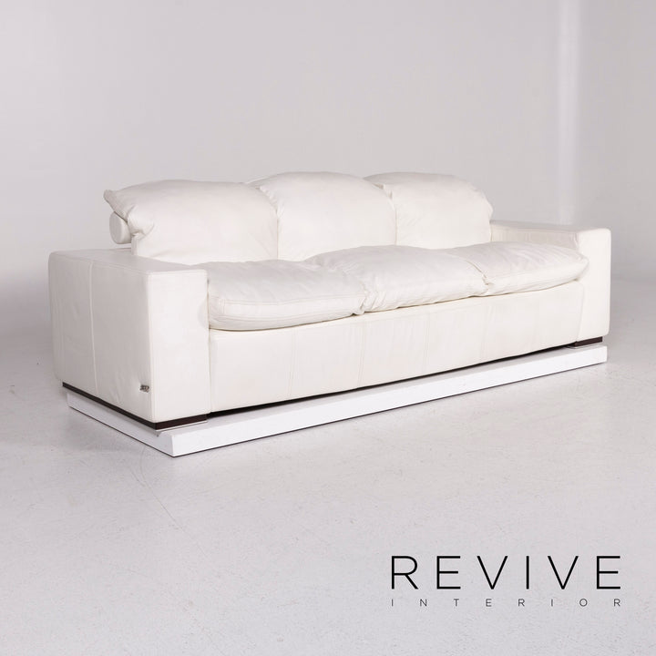 Nieri leather sofa set white 1x three-seater 1x two-seater #10892