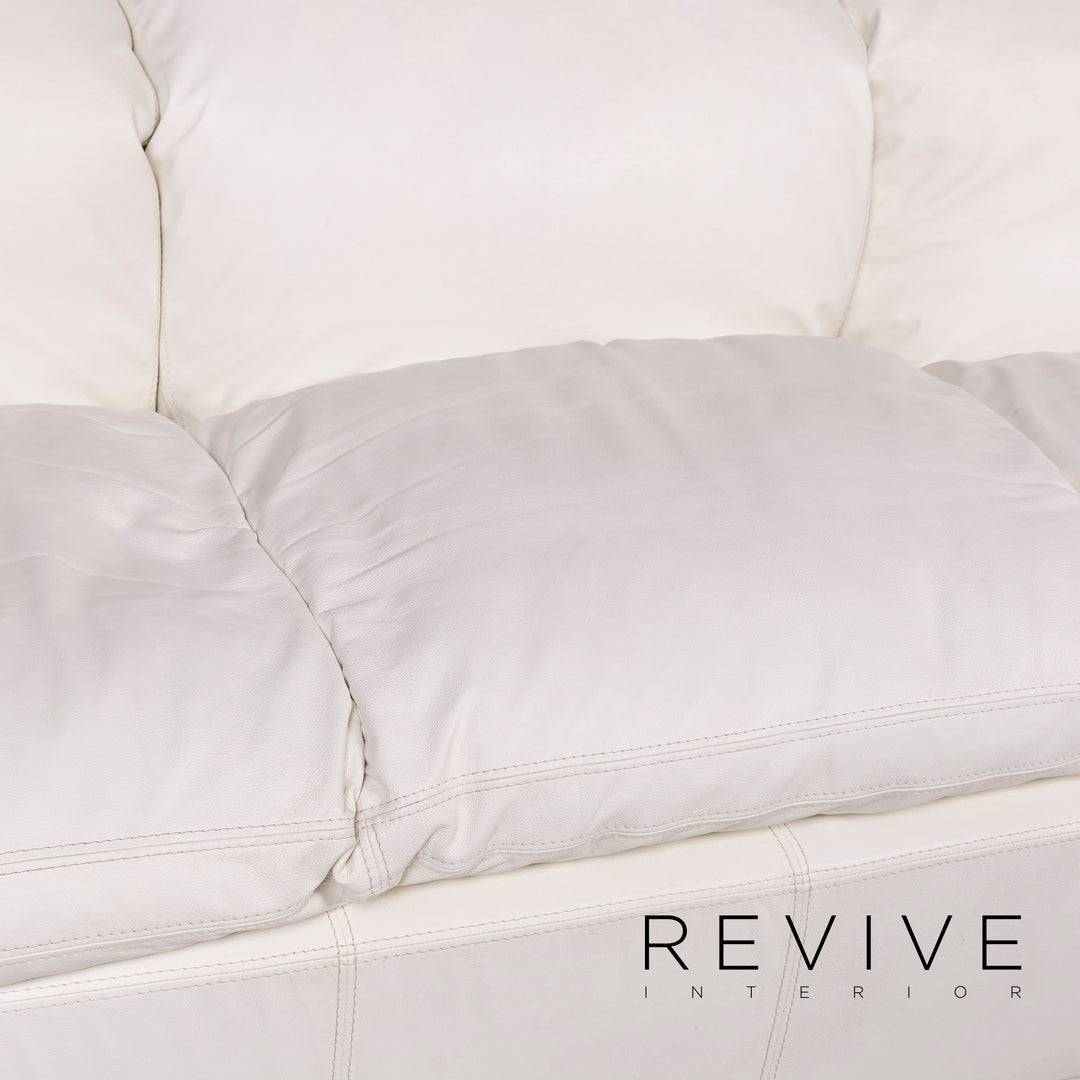 Nieri leather sofa set white 1x three-seater 1x two-seater #10892