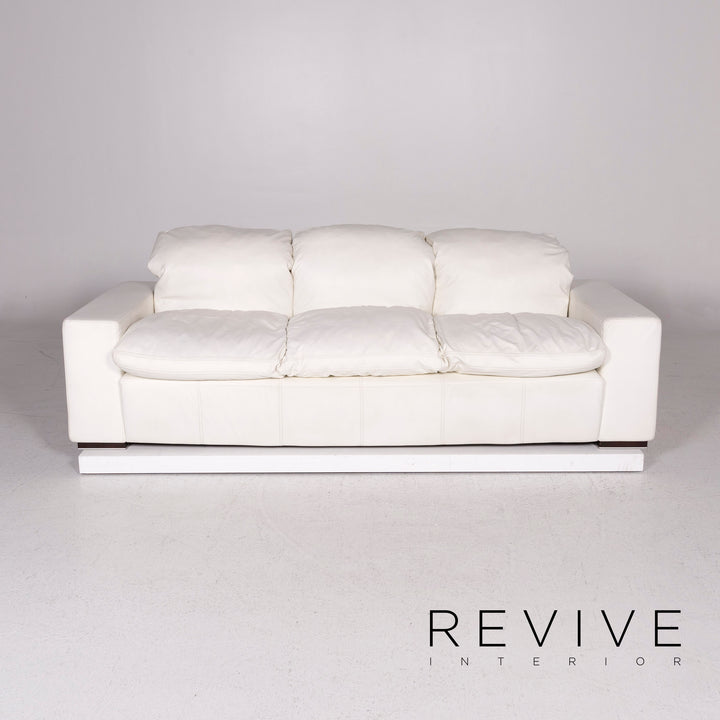 Nieri leather sofa set white 1x three-seater 1x two-seater #10892