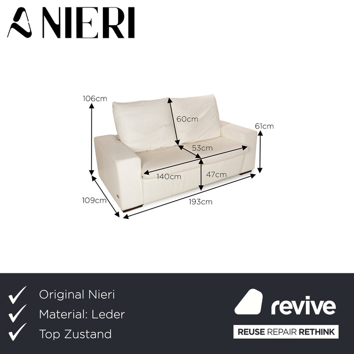 Nieri Leder Zweisitzer Weiß Sofa Couch