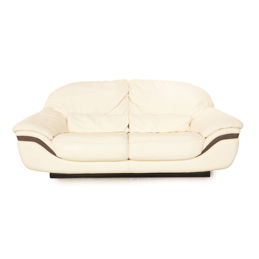 Nieri Monaco Leder Zweisitzer Creme Weiß Sofa Couch