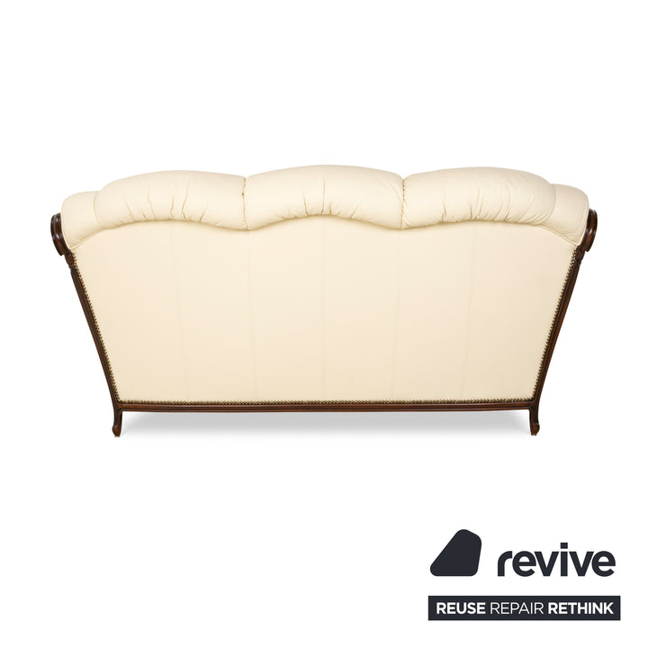 Nieri Palatino Leder Dreisitzer Creme Sofa Couch