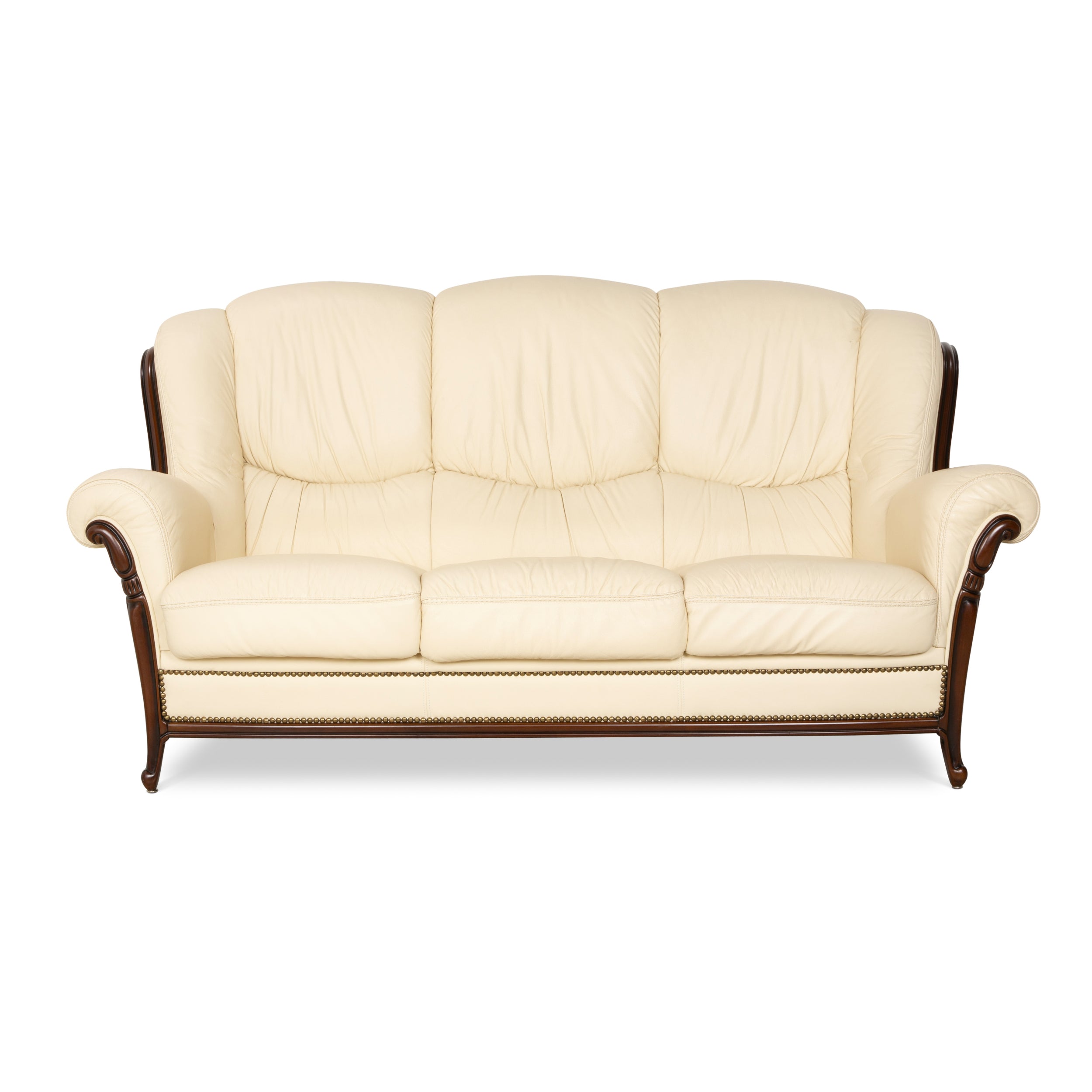 Nieri Palatino Leder Dreisitzer Creme Sofa Couch