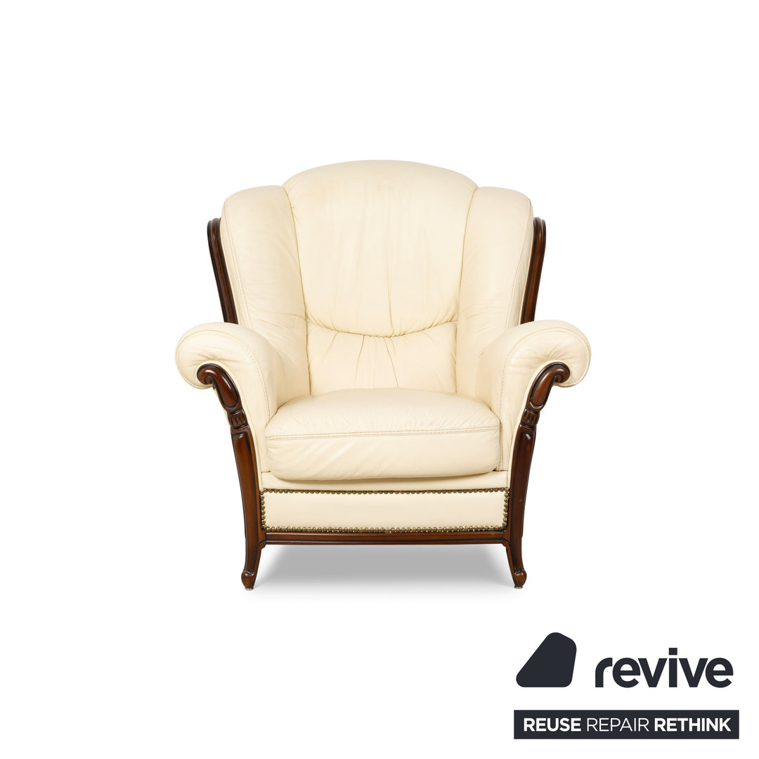 Nieri Palatino leather armchair cream