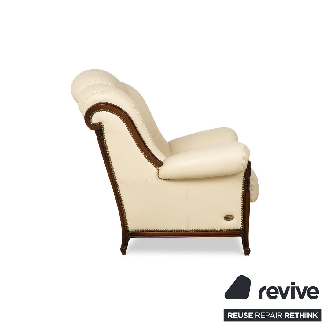 Fauteuil en cuir Nieri Palatino Crème