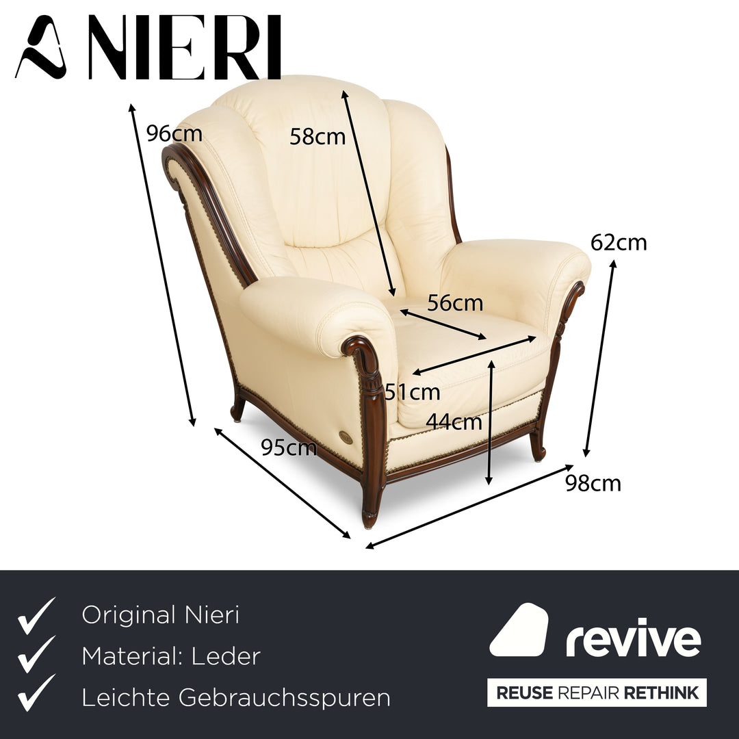 Fauteuil en cuir Nieri Palatino Crème