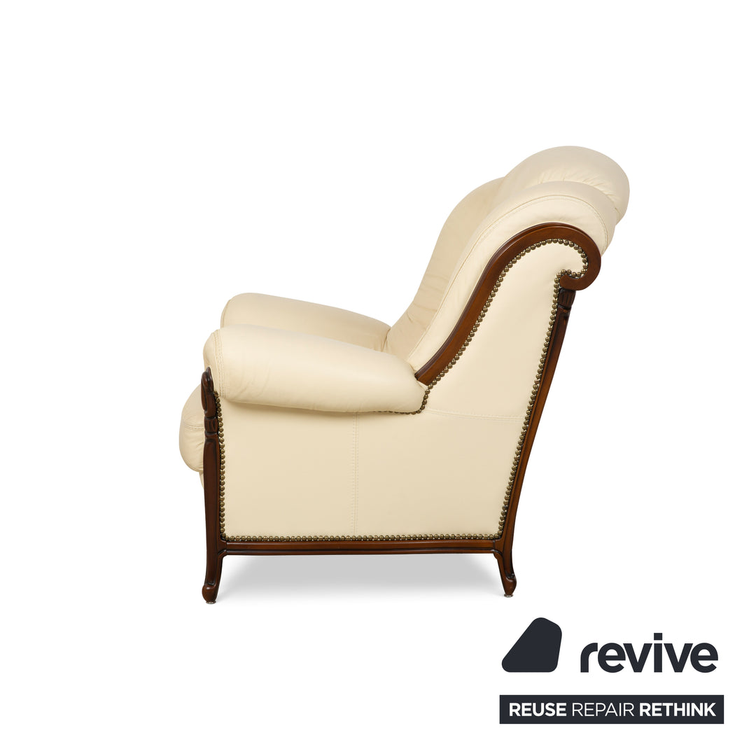 Fauteuil en cuir Nieri Palatino Crème