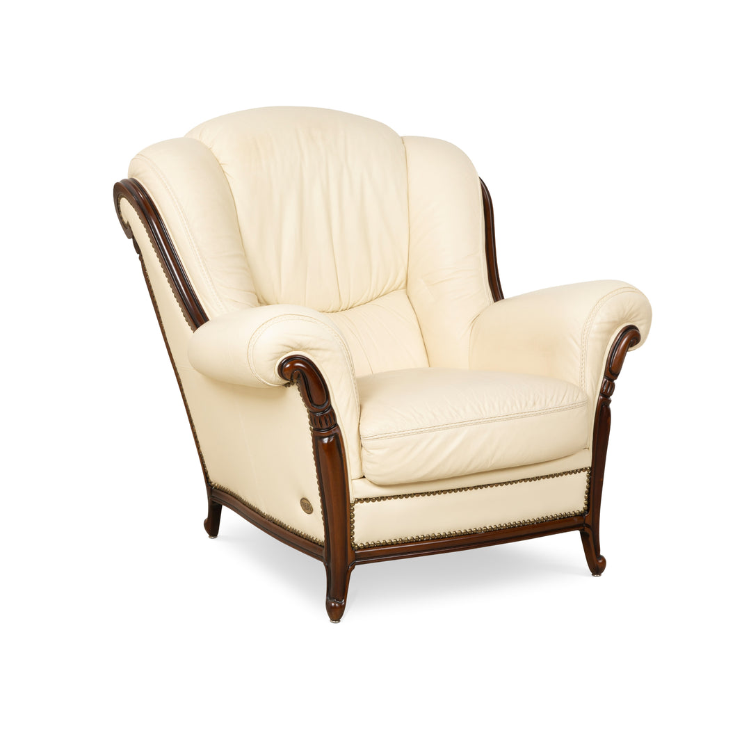 Fauteuil en cuir Nieri Palatino Crème