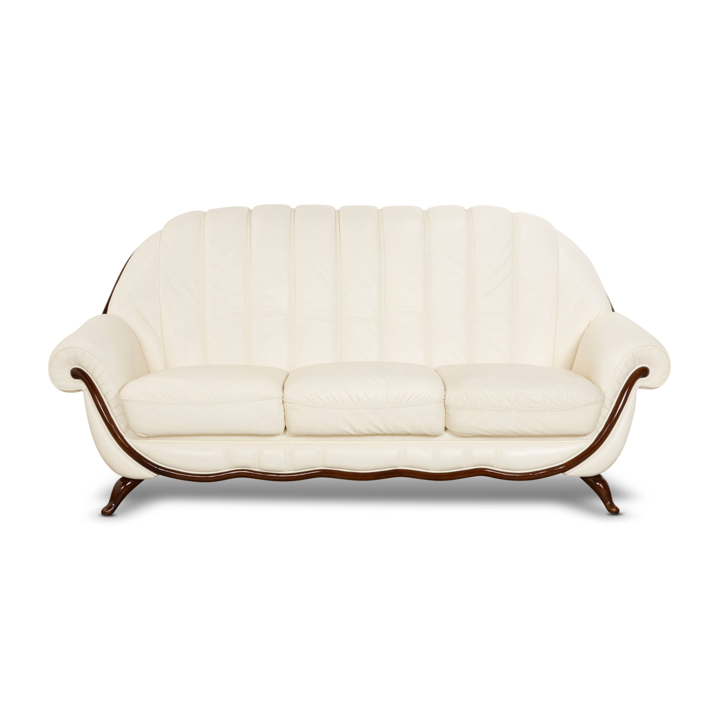 Nieri Pompei Leder Dreisitzer Creme Sofa Couch