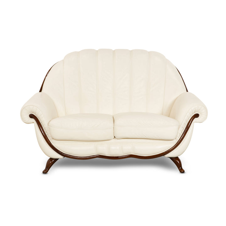 Nieri Pompei Leather Two-Seater Cream Sofa Couch