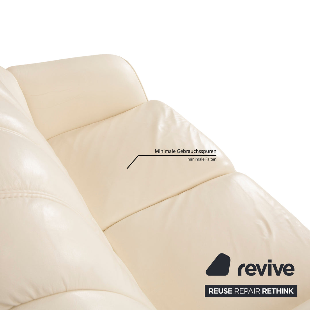 Nieri Pompei Leather Two-Seater Cream Sofa Couch