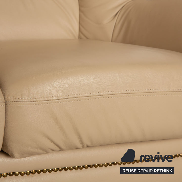 Nieri Victoria Leder Dreisitzer Creme Sofa Couch
