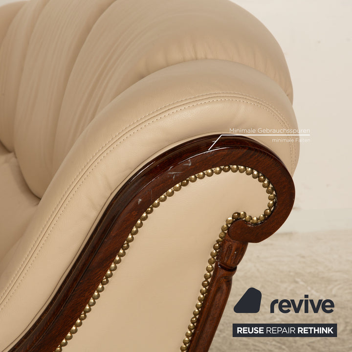 Nieri Victoria Leder Dreisitzer Creme Sofa Couch