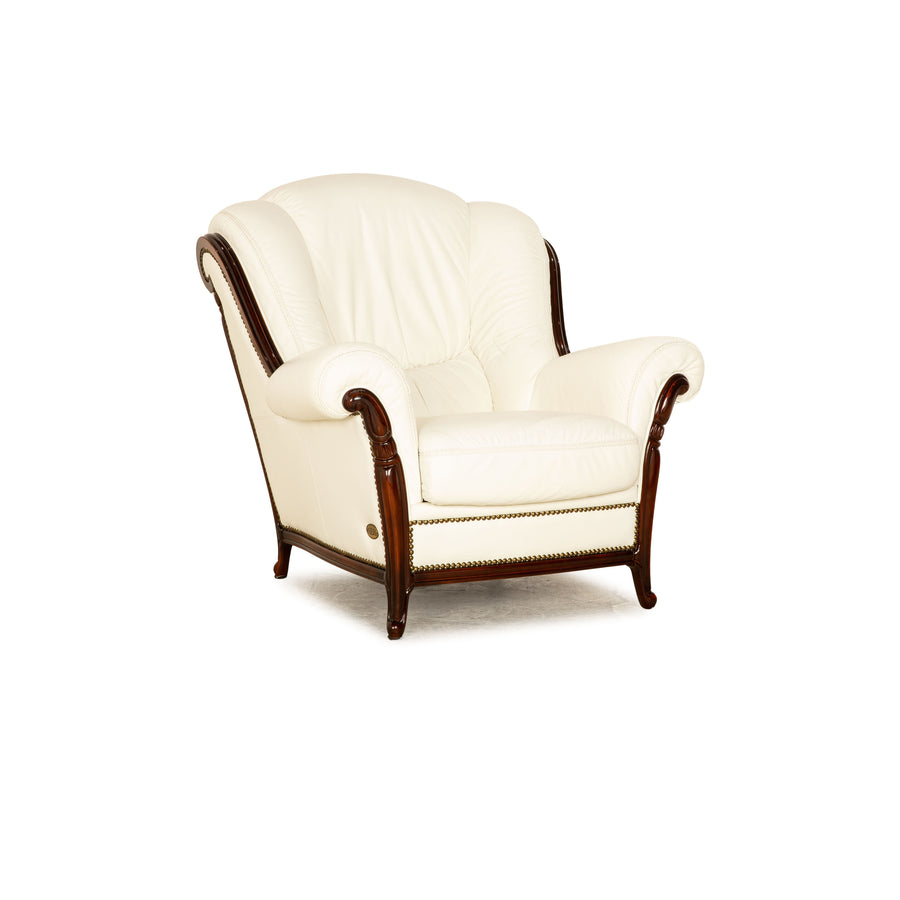Nieri Victoria Leather Armchair Cream White