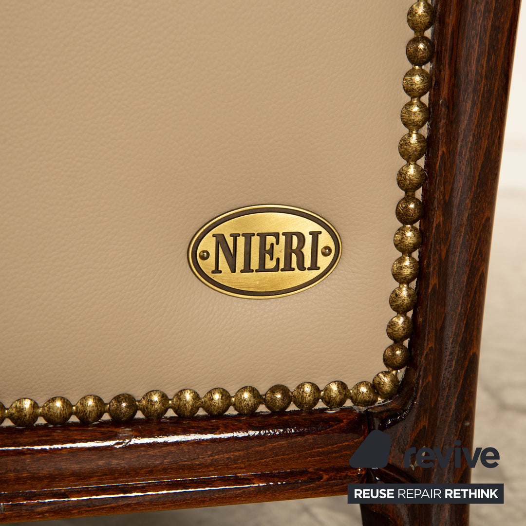 Nieri Victoria Leder Sofa Garnitur Beige Dreisitzer Sessel Hocker Zweisitzer