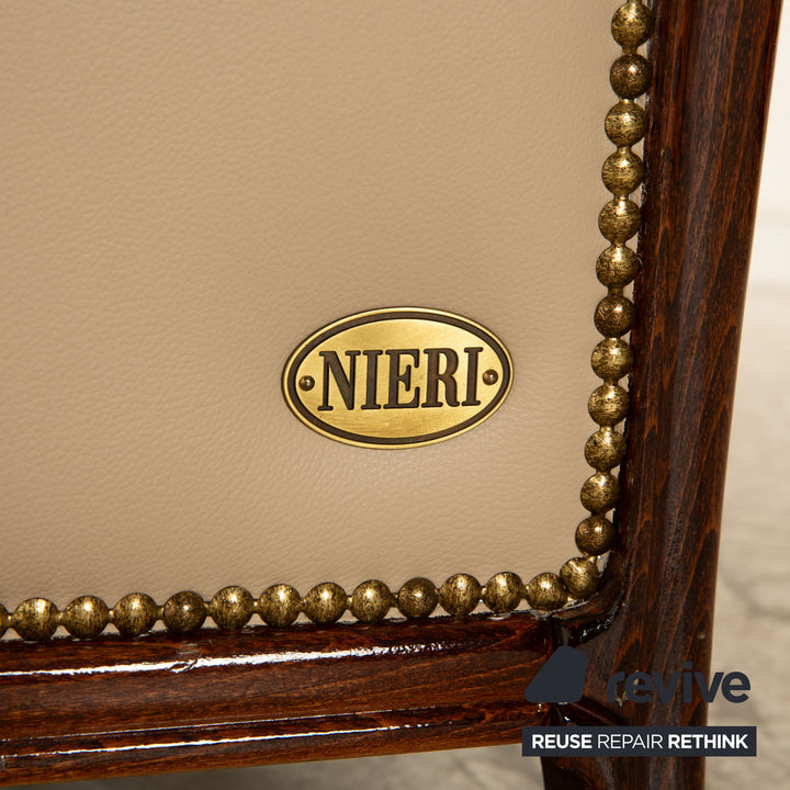 Nieri Victoria Leder Sofa Garnitur Beige Dreisitzer Sessel Hocker Zweisitzer