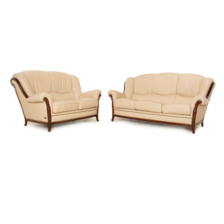 Nieri Victoria Leder Sofa Garnitur Beige Zweisitzer Beige Sofa Couch