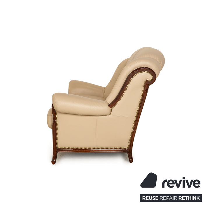 Nieri Victoria Leder Sofa Garnitur Beige Zweisitzer Beige Sofa Couch