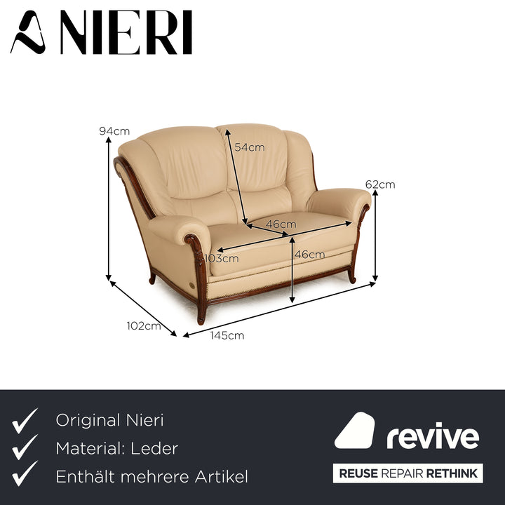 Nieri Victoria Leder Sofa Garnitur Beige Zweisitzer Beige Sofa Couch