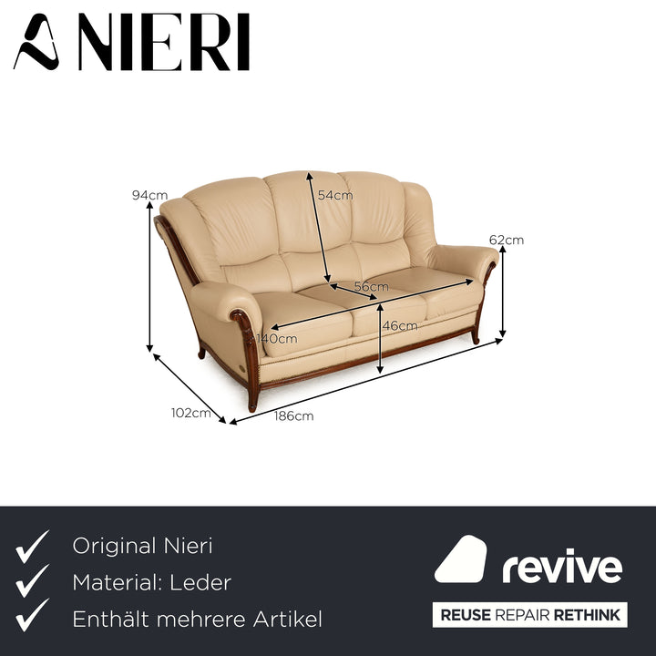 Nieri Victoria Leder Sofa Garnitur Beige Zweisitzer Beige Sofa Couch