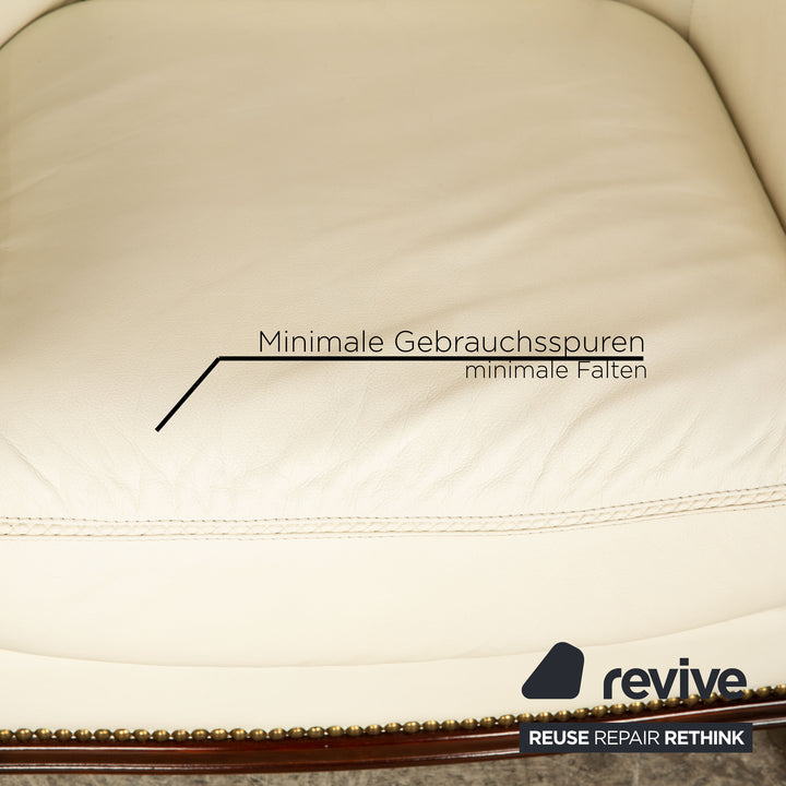 Nieri Victoria Leather Sofa Set Cream White Two Seater Armchair