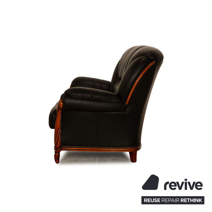 Nieri Victoria Leder Sofa Garnitur Schwarz Dreisitzer Zweisitzer Sessel Couch