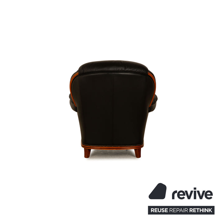 Nieri Victoria Leder Sofa Garnitur Schwarz Dreisitzer Zweisitzer Sessel Couch