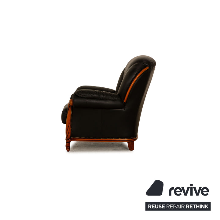 Nieri Victoria Leder Sofa Garnitur Schwarz Dreisitzer Zweisitzer Sessel Couch
