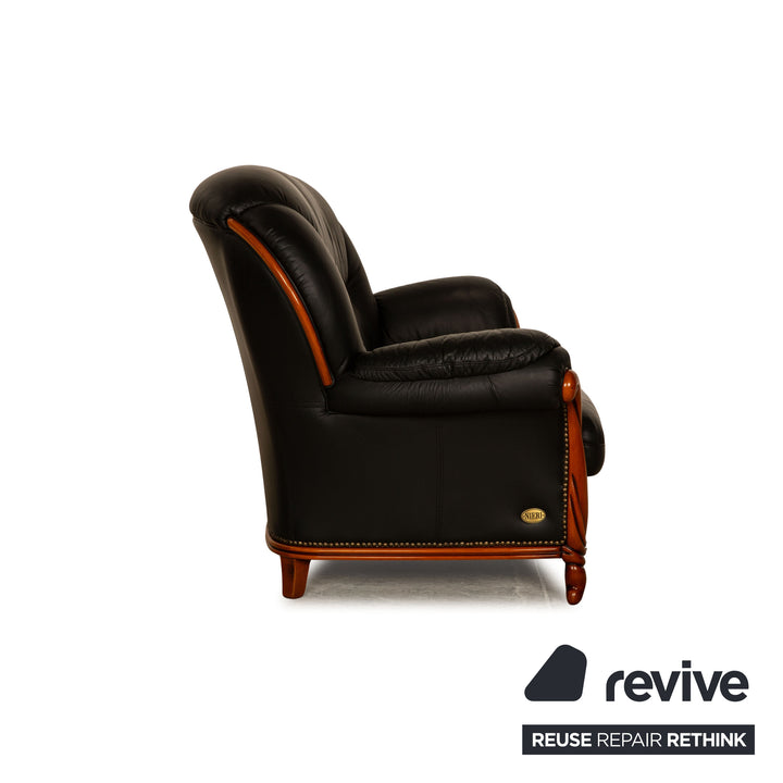 Nieri Victoria Leder Sofa Garnitur Schwarz Dreisitzer Zweisitzer Sessel Couch