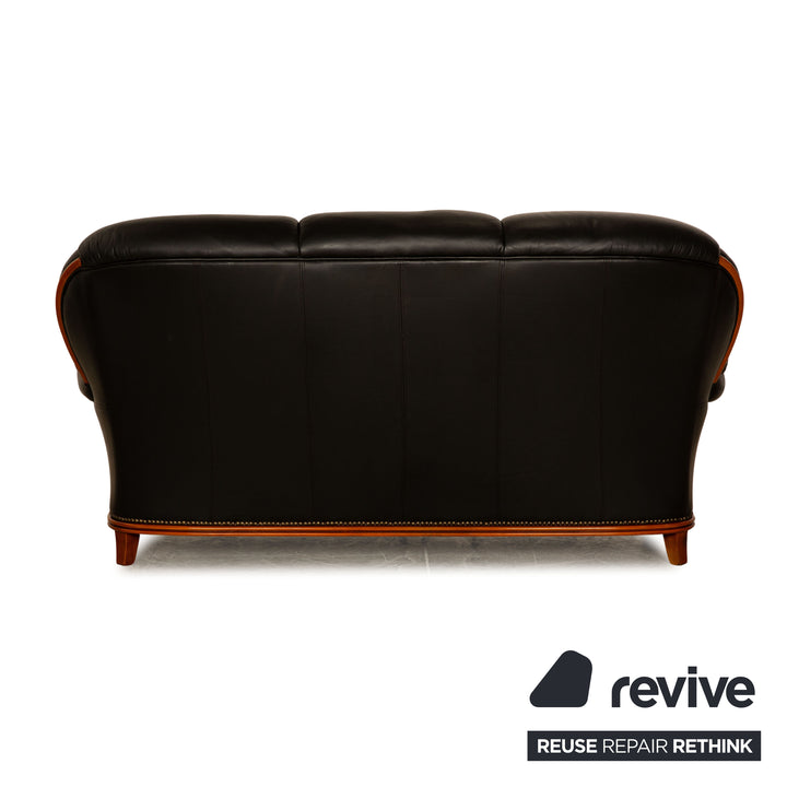 Nieri Victoria Leder Sofa Garnitur Schwarz Dreisitzer Zweisitzer Sessel Couch