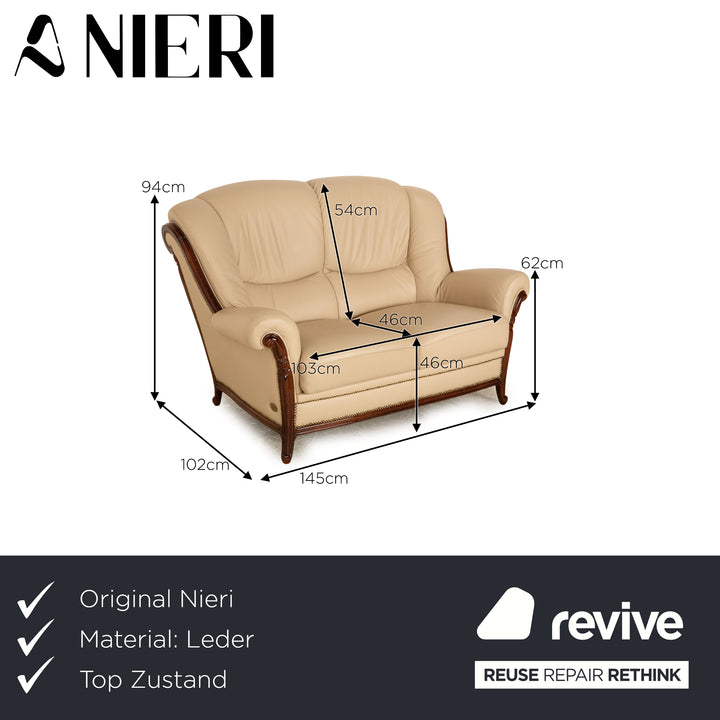 Nieri Victoria Leder Zweisitzer Beige Sofa Couch