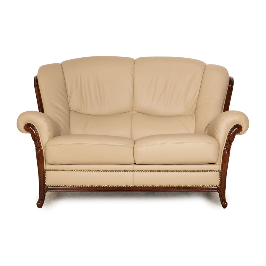 Nieri Victoria Leather Two Seater Beige Sofa Couch