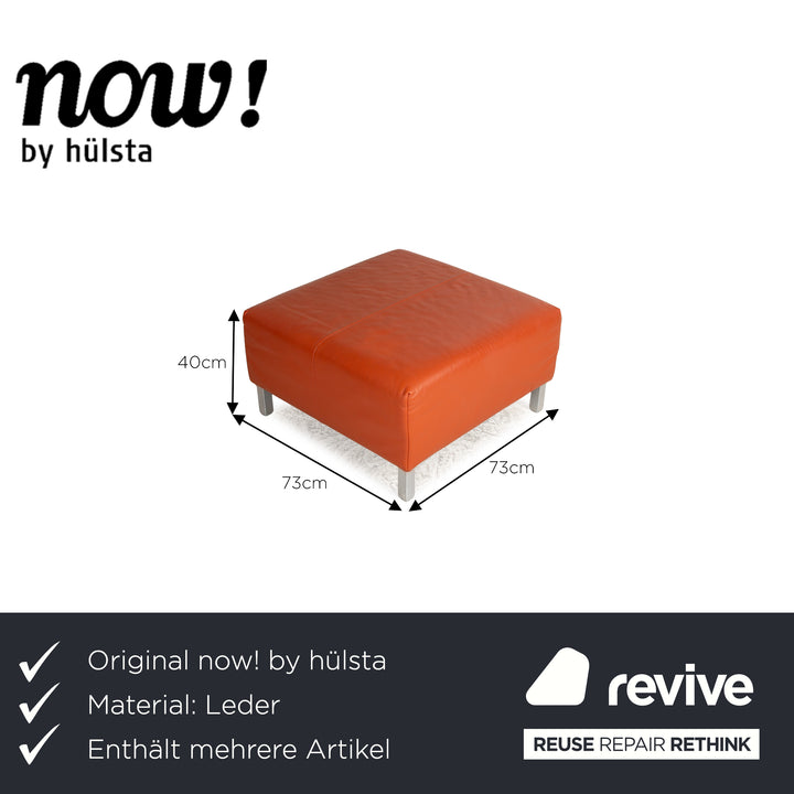 Now by Hülsta Leder Sofa Garnitur Orange Zweisitzer Sessel Hocker Couch