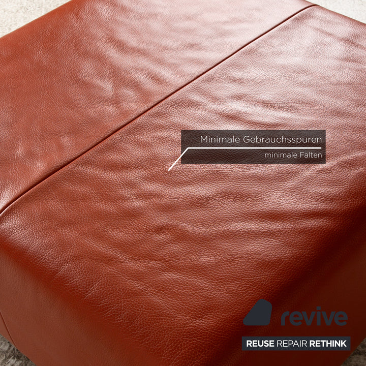 Now by Hülsta Leder Sofa Garnitur Orange Zweisitzer Sessel Hocker Couch