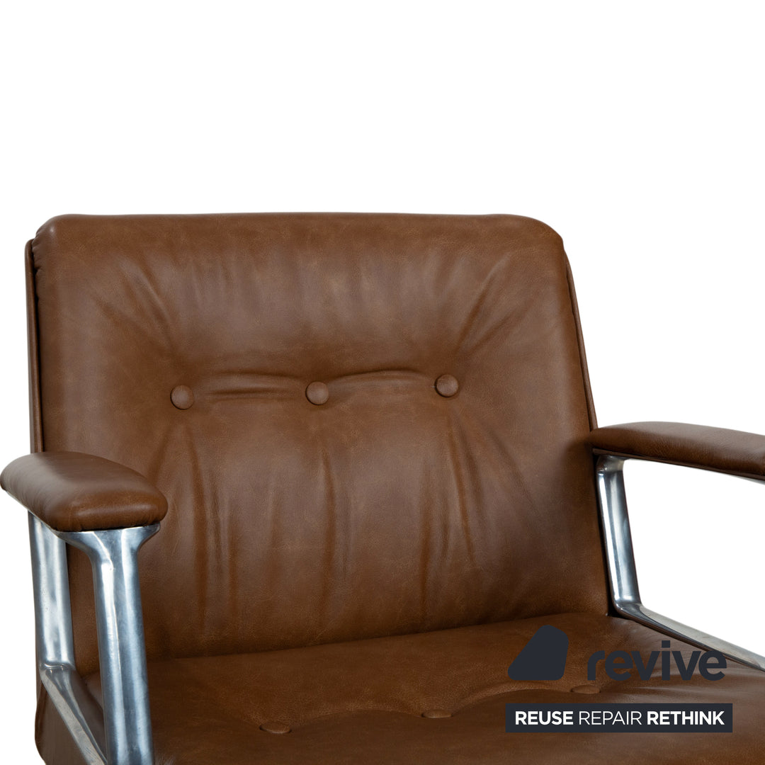 Osvaldo Borsani T69 Holz Tisch 4er Stuhl Braun Cognac Chrom 120 x 76 cm drehbar