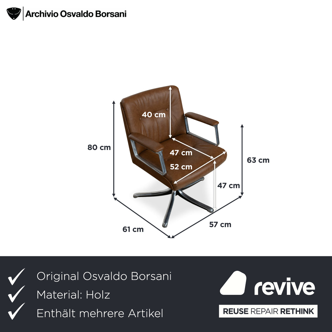 Osvaldo Borsani T69 Holz Tisch 4er Stuhl Braun Cognac Chrom 120 x 76 cm drehbar