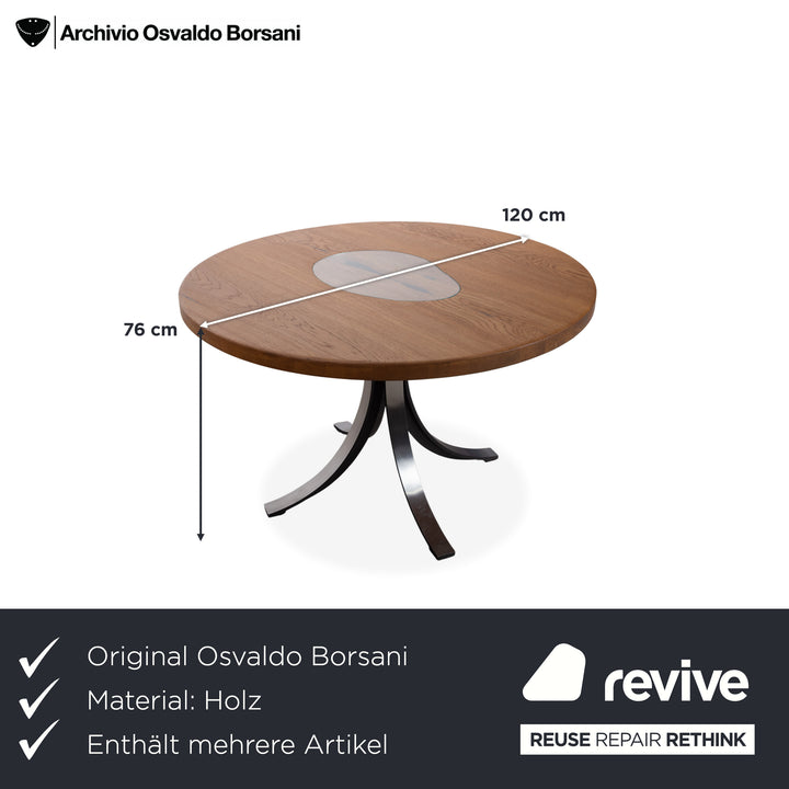 Osvaldo Borsani T69 Holz Tisch 4er Stuhl Braun Cognac Chrom 120 x 76 cm drehbar