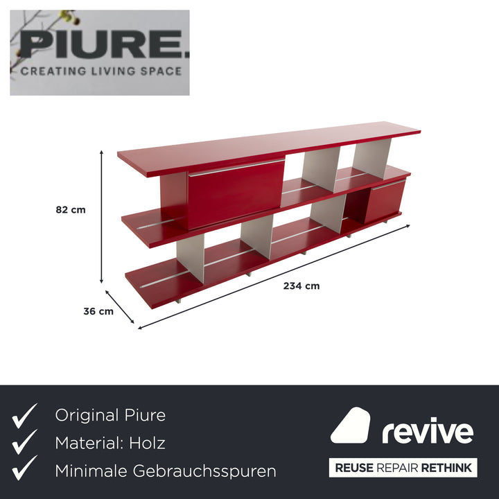 Piure Wooden Sideboard Red