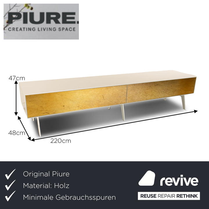 Piure Nex Glamor Wooden Sideboard White Gold 219.8 x 47 x 48 cm