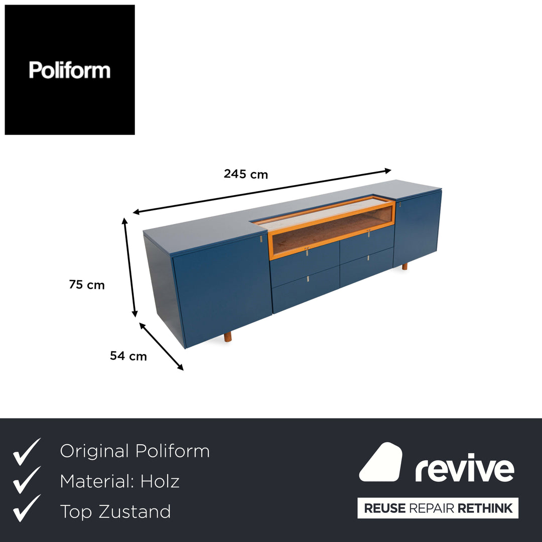 Poliform Holz Sideboard Blau Braun