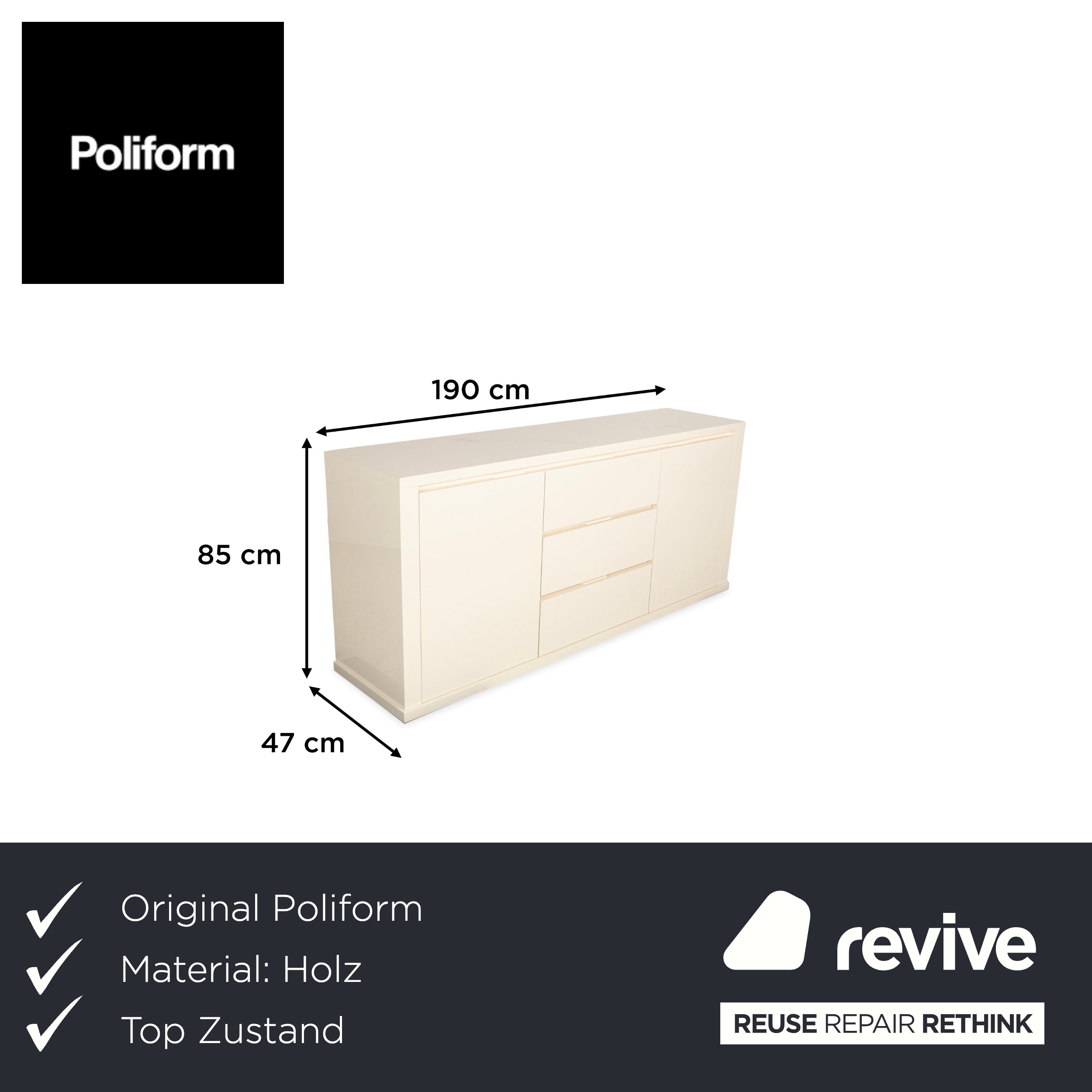 Buffet en bois Poliform blanc crème