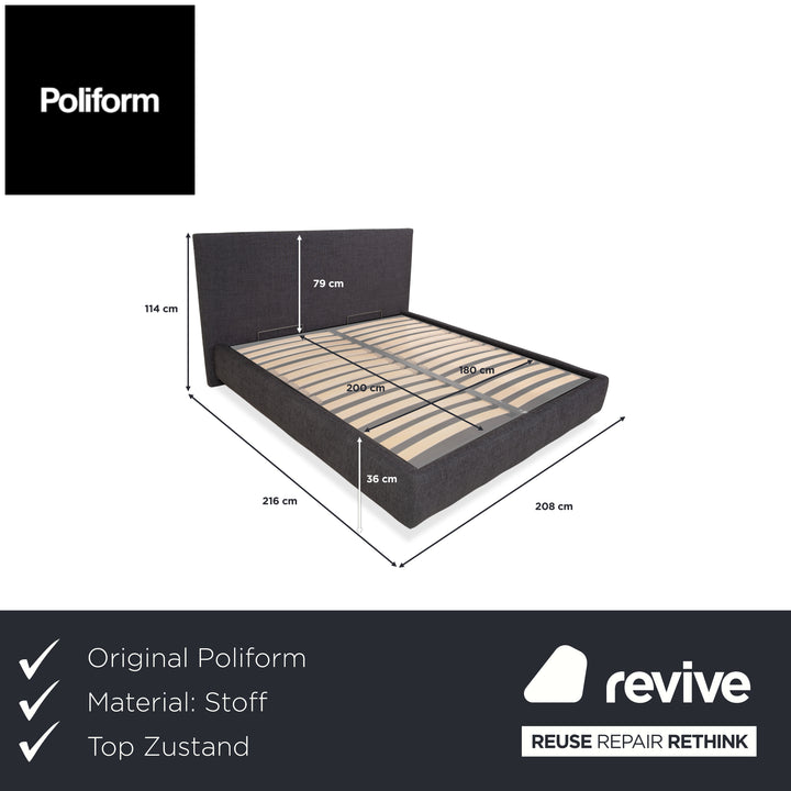 Poliform Stoff Bett Grau manuelle Funktion