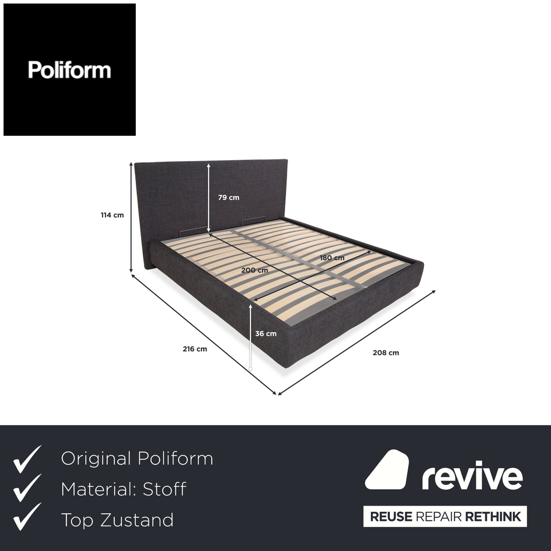 Poliform fabric bed grey manual function