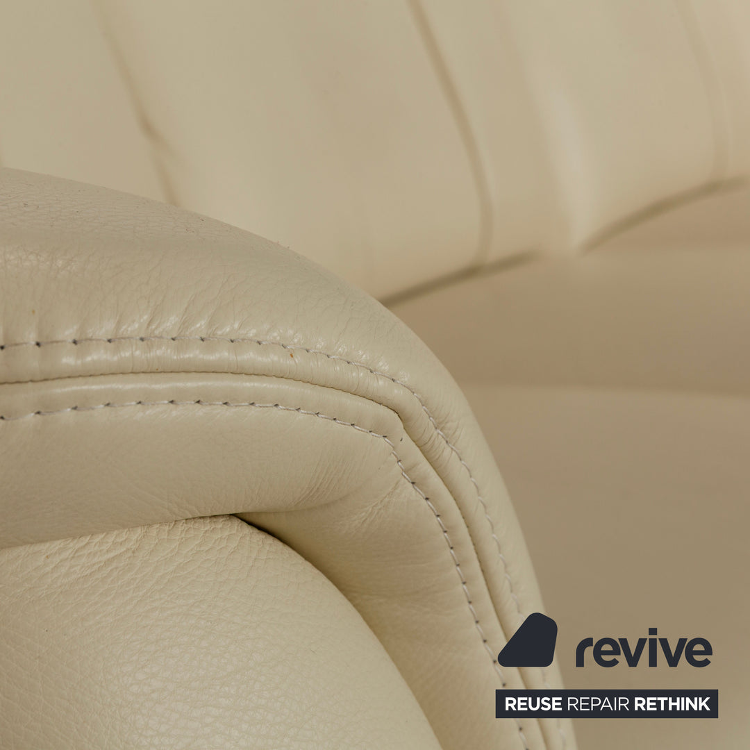 Canapé d'angle en cuir Polinova crème à fonction manuelle