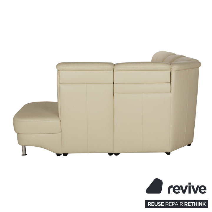 Canapé d'angle en cuir Polinova crème à fonction manuelle