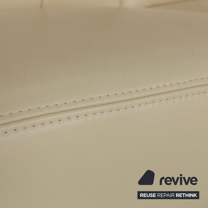 Canapé d'angle en cuir Polinova crème à fonction manuelle