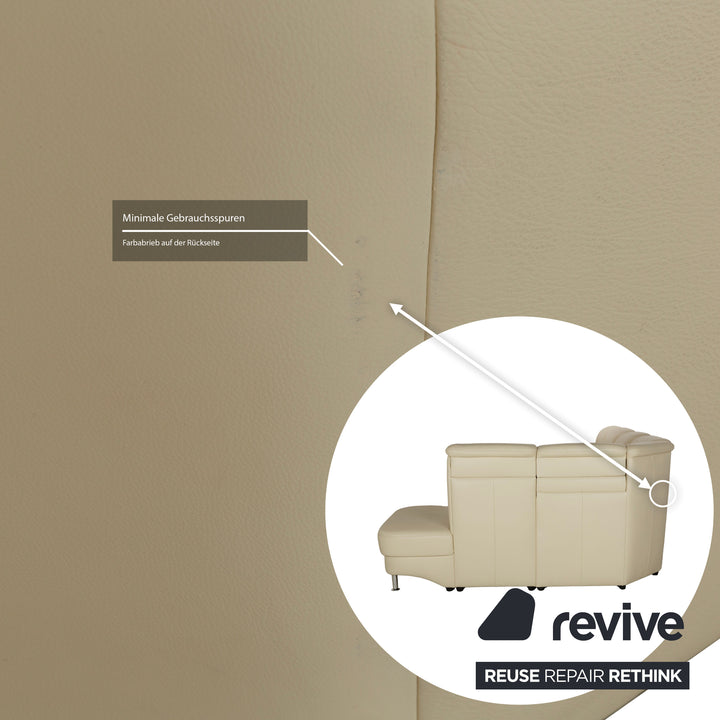 Canapé d'angle en cuir Polinova crème à fonction manuelle