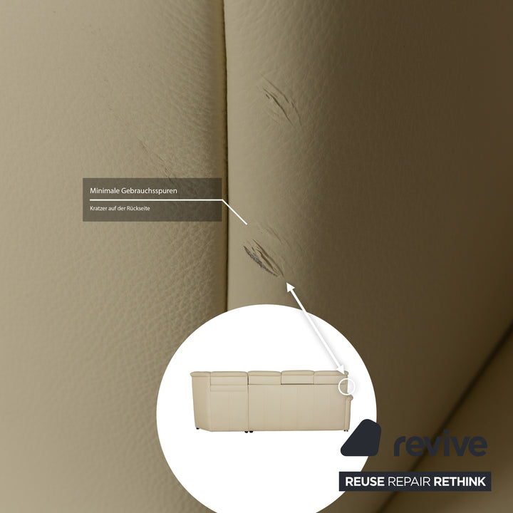 Canapé d'angle en cuir Polinova crème à fonction manuelle