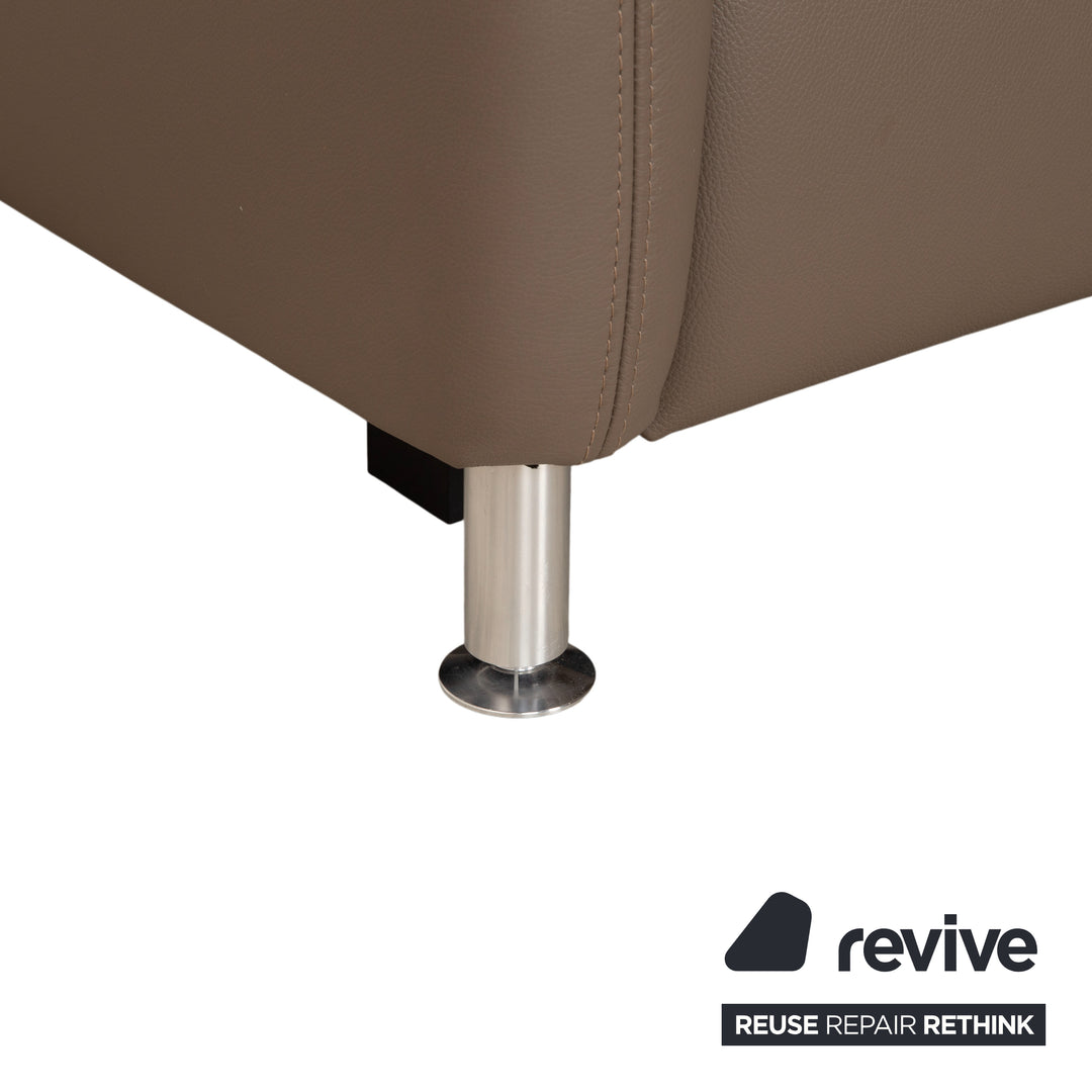 Polinova Leder Ecksofa Grau Braun Grau Taupe Couch elektrische Funktion Recamiere Rechts inkl. Kopfstützen